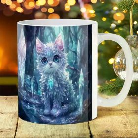 1pc 11Oz Gothic Ceramic Coffee Mug with Pattern, Suitable for Daily Drinking Water And Coffee, Home Kitchen Supplies (Color: White)